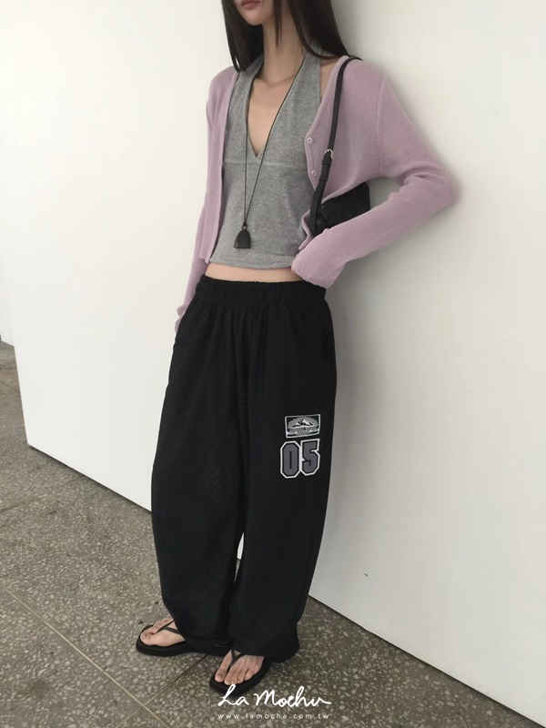 同色扣透紗坑條外套
